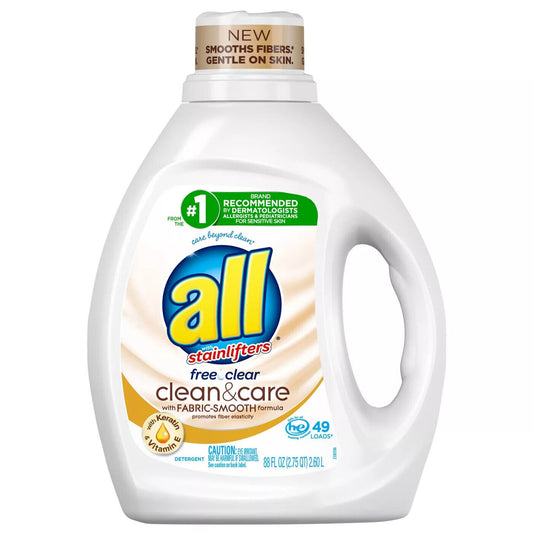 All Free Clear Stainlifters Clean & Care HE Laundry Detergent, 88 oz, 49 Lds