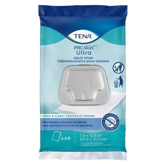 Tena ProSkin Ultra Adult Pre-moistened Wipes With Aloe, 7.9" x 12.5"