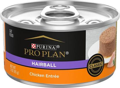 Purina Pro Plan Hairball Control Adult Classic Pate Wet Cat Food 3 oz, 24 Cans