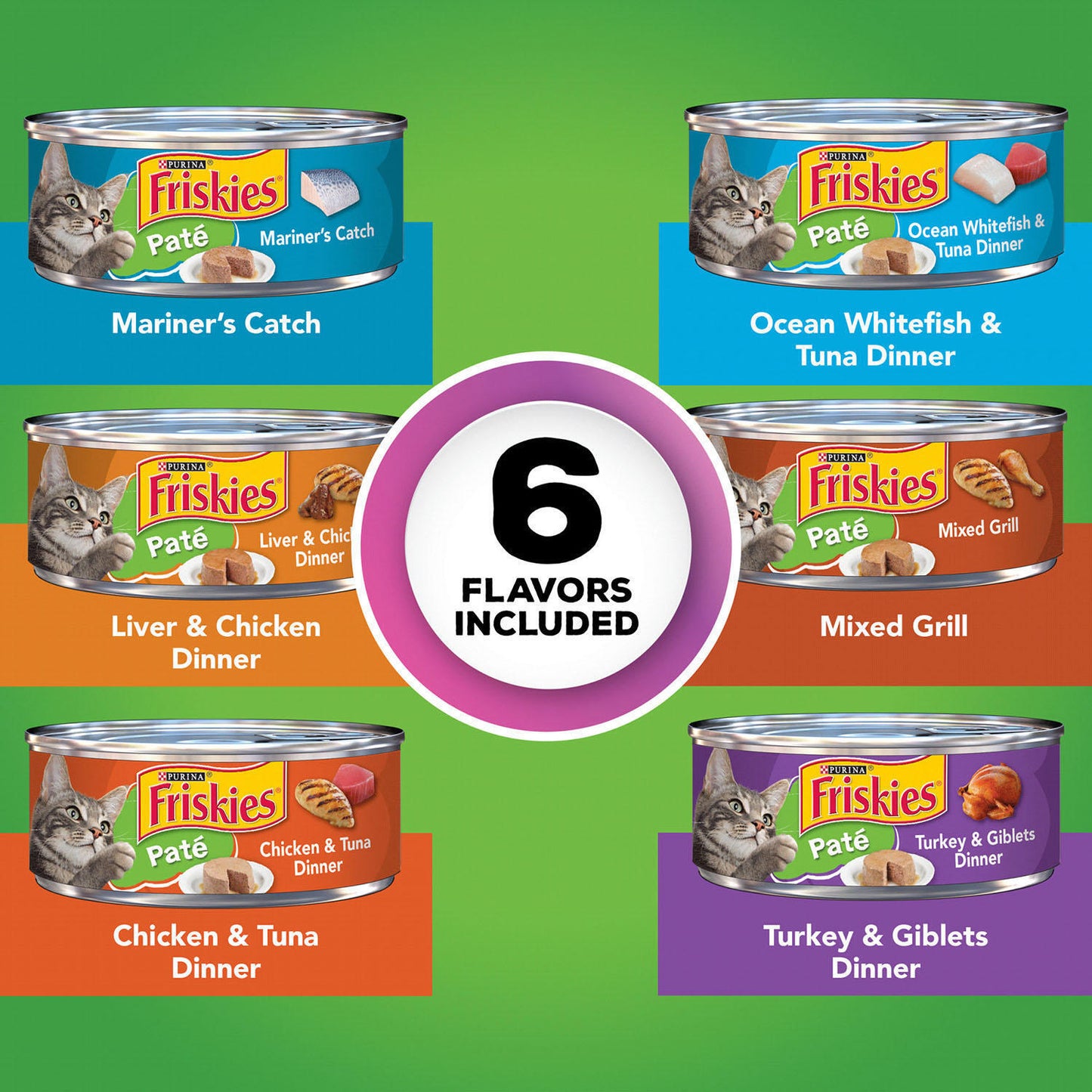 Purina Friskies Wet Cat Food - Pate Variety Pack, 5.5 oz, 60 Cans