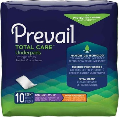 Prevail Total Care Super Incontinence Underpads Bed Pads Chux  30X36 & 30x30