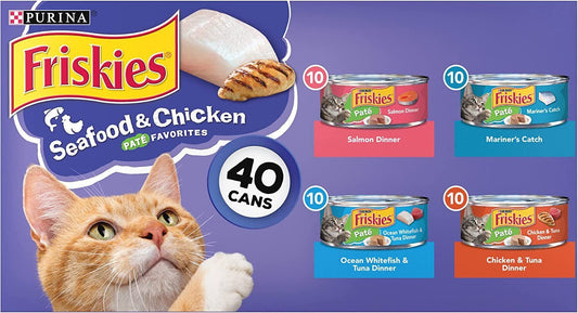 Friskies Wet Cat Food - Seafood & Chicken Pate Favorites, 5.5 oz, 40 Cans