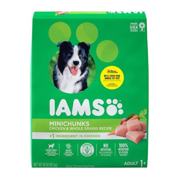 IAMS Minichunks High Protein Adult Dog Food, Chicken & Whole Grains 7 - 40 Lbs