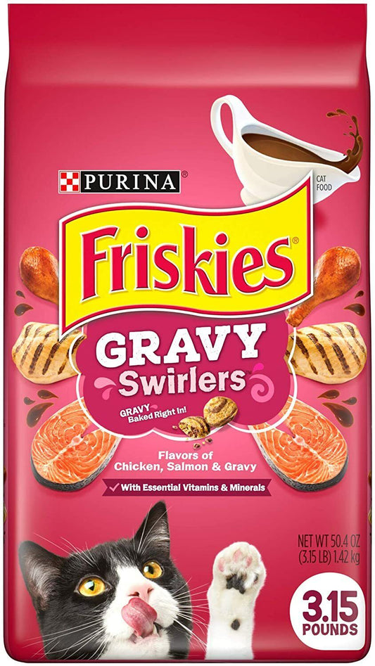 Purina Friskies Gravy Swirlers Adult Dry Cat Food Chicken & Salmon Flavor