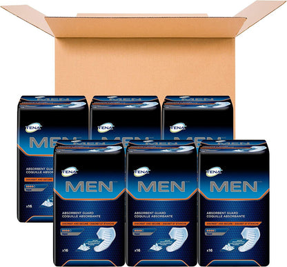 TENA Incontinence Guards for Men, Super Absorbency, 96 Count (6 Packs of 16)