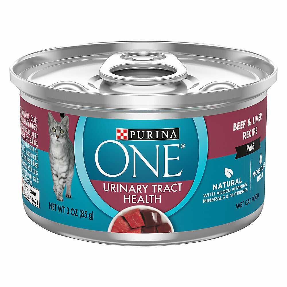 Purina ONE Urinary Tract Health Pate Wet Cat Food, Beef & Liver, 3 oz, 12 Cans