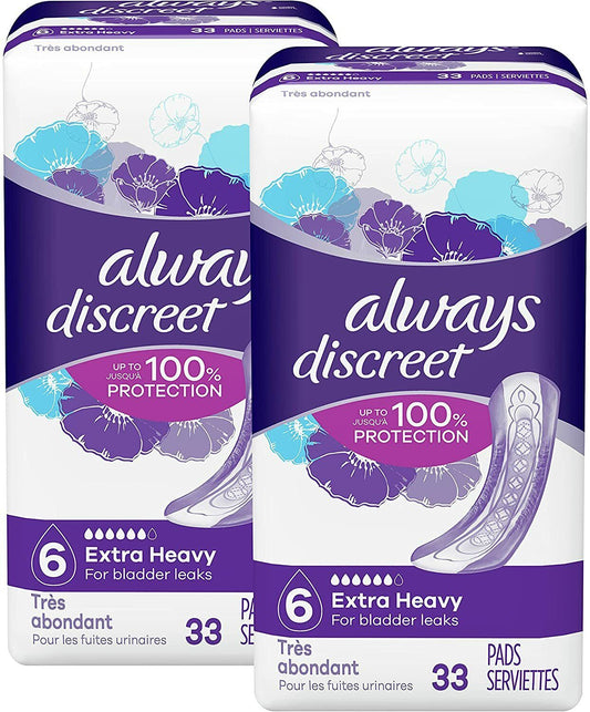 Always Discreet Incontinence Bladder Control Pads For Women Maximum Heavy Long
