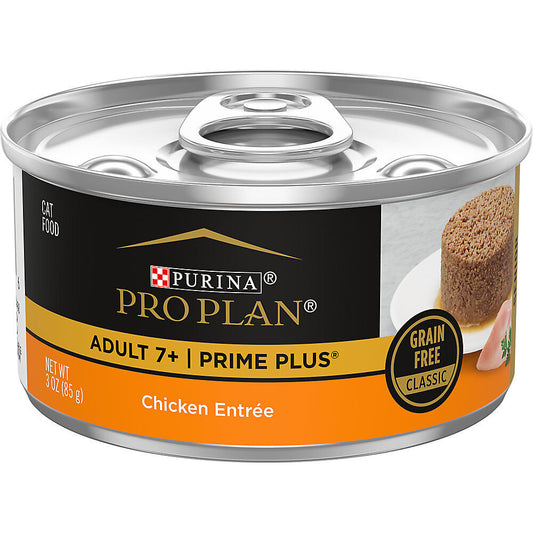 Purina Pro Plan Prime Plus Adult 7+ Classic Pate Wet Cat Food 3 oz, 24 Cans