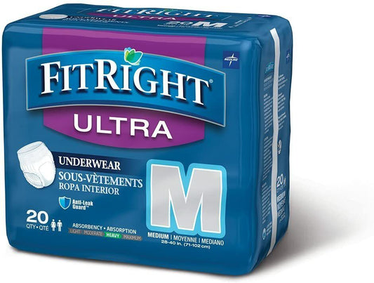 Fitright Ultra Unisex Pull Up On Incontinence Underwear Diapers 80 Ct M/L/XL