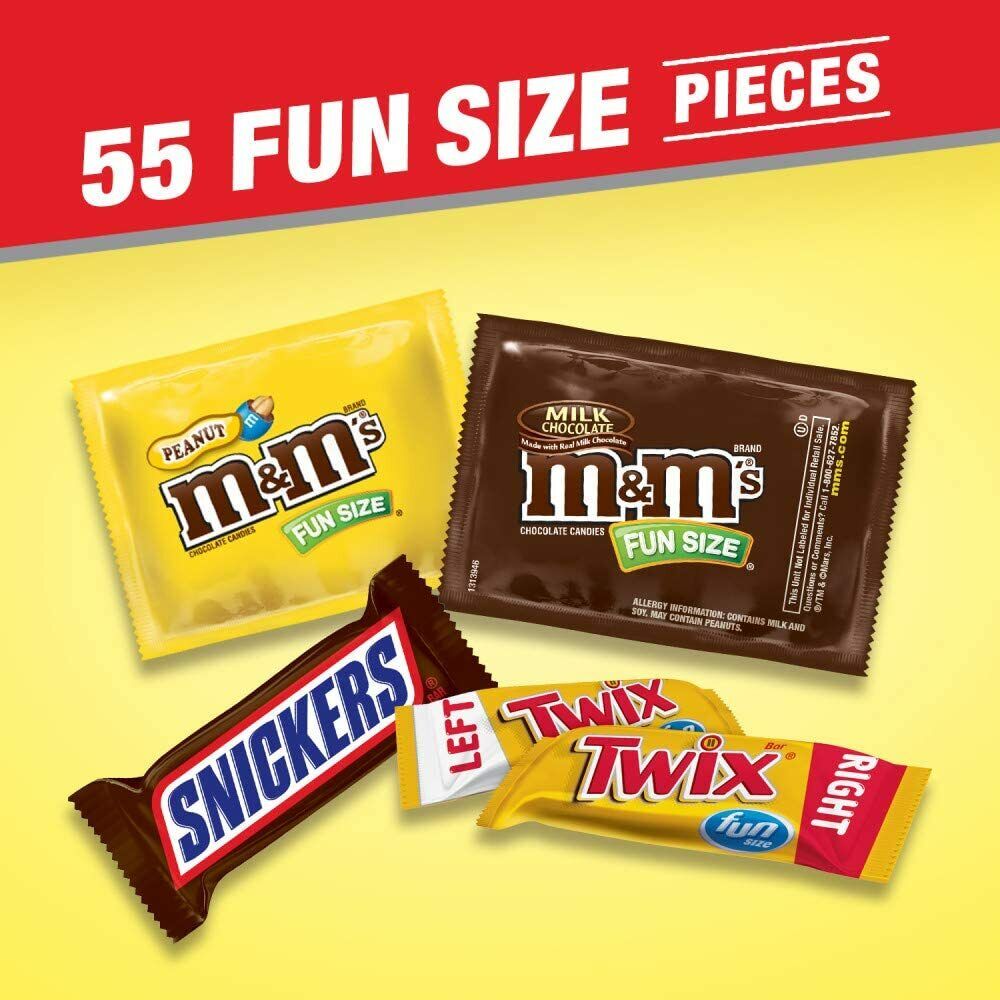 SNICKERS, M&M'S & TWIX Fun Size Chocolate Candy Variety Mix, 31.18 oz, 55 ct
