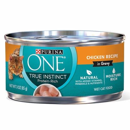 Purina One True Instinct Wet Cat Food In Gravy, Chicken & Turkey 3 oz, 24 Cans