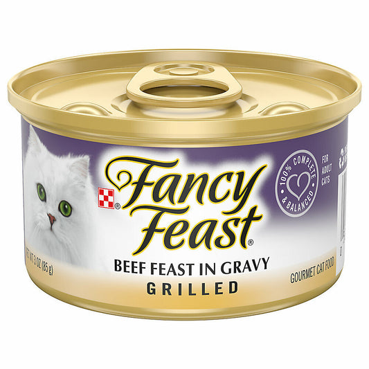 Purina Fancy Feast Grilled Adult Canned Wet Cat Food In Gravy, 3 oz, 24 Cans