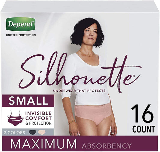 Depend Silhouette Incontinence Postpartum Underwear for Women Maximum S/M/L/XL