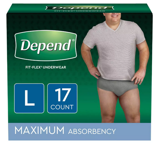 Depend Fit-Flex Incontinence Underwear for Men - Large 17, 28, 40, 56 Ct
