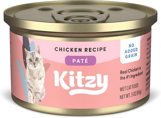 Kitzy Classic Pate Adult Wet Cat Food, No Added Grains, 3 oz, 24 Cans