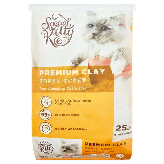 Special Kitty Premium Clay Non-Clumping Cat Litter, Fresh Scent, 25 lbs