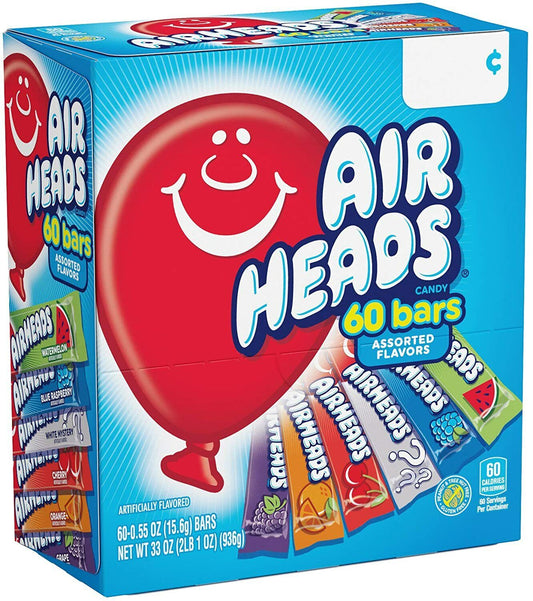Airheads Candy Bars Variety Pack, Chewy Full Size Fruit Taffy, 60 & 90 Count ️