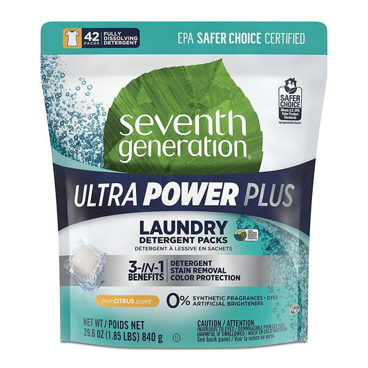 Seventh Generation Ultra Power Plus Laundry Detergent Packs Fresh Citrus 42ct