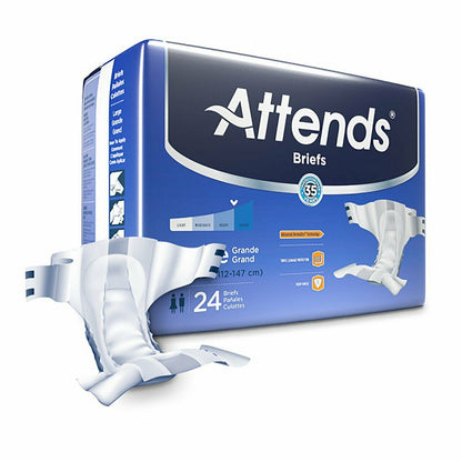 Attends Incontinence Diaper Briefs With Tabs, Heavy / Severe XS/S/M/L/XL
