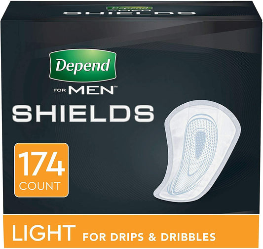 Depend Incontinence Shields for Men, Light Absorbency, 174 Ct (3 Packs of 58)