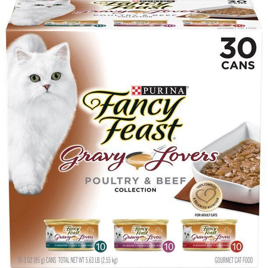 Fancy Feast Gravy Lovers Poultry & Beef Collection Cat Food, 3 oz, 30 Cans