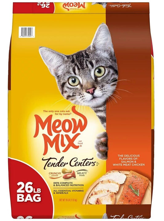 Meow Mix Tender Centers Dry Cat Food, Salmon & White Meat Chicken 26 lbs