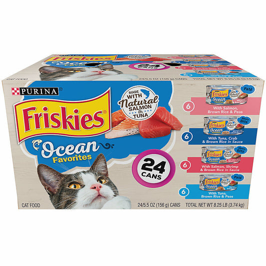 Friskies Wet Cat Food - Ocean Favorites Variety Pack, w Salmon & Tuna, 24 Cans