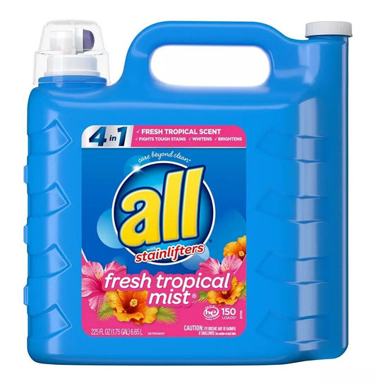 all Fresh Tropical Mist with Stainlifters 4 in 1 Laundry Detergent, 150 Loads