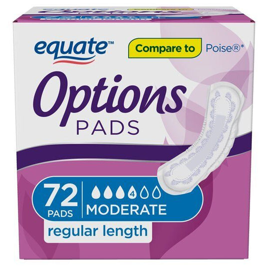 Incontinence Bladder Control Pads For Women, Moderate, Compare To Poise, 72 Ct