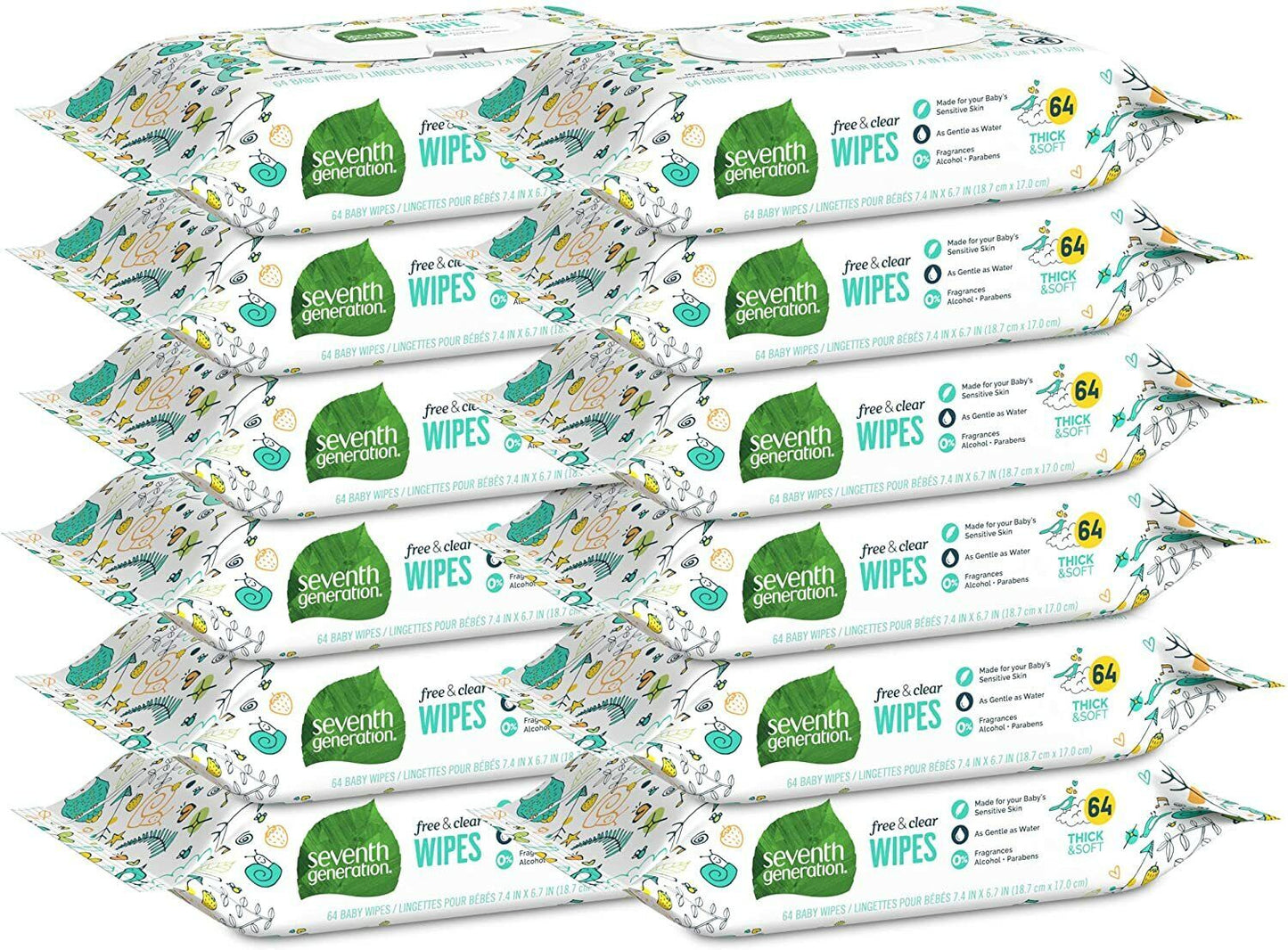 Seventh Generation Free & Clear Unscented Sensitive Baby Diaper Wipes