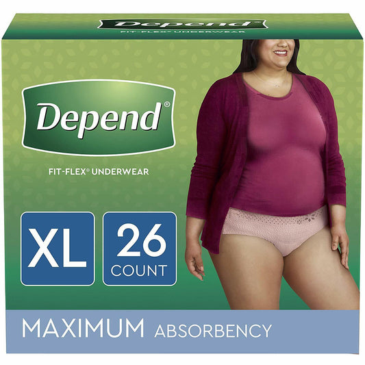 Depend Fit-Flex Underwear for Women XL Maximum Absorbency - 26 Diapers Count