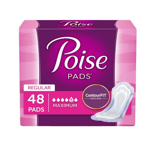 Poise Women's Incontinence Pads Maximum Absorbency, Regular Length, 48 Count