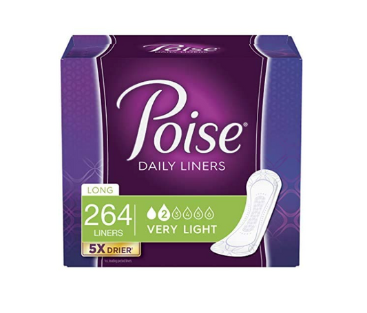 Poise Daily Incontinence Panty Liners, Very Light Absorbency, Long, 264 Count ️