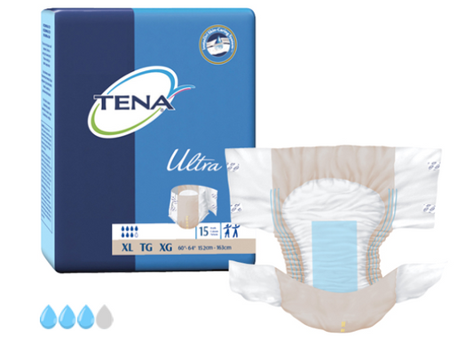 TENA Ultra Incontinence Adult Diapers Briefs, Heavy Absorbency, M/R/L/XL