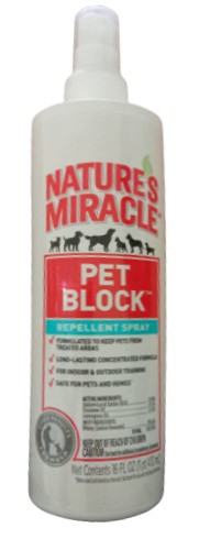 Concentrated Long Lasting Pet Block Repellent Spray, 16 oz, 2 Bottles