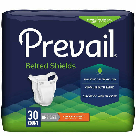 Prevail Unisex Belted Undergarment Incontinence Shields Pads, Heavy 30 - 120