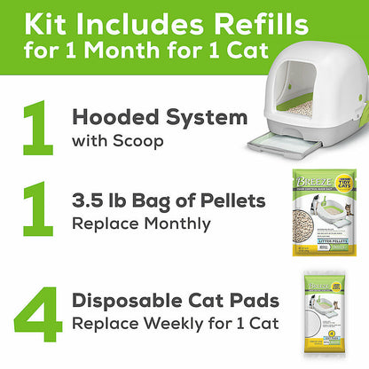 Purina Tidy Cats Breeze Hooded Non-Clumping Cat Litter Box System Starter Kit