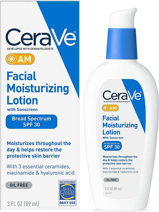 CeraVe AM Facial Moisturizing Oil Free Lotion with Sunscreen SPF 30, 3 oz ️️️