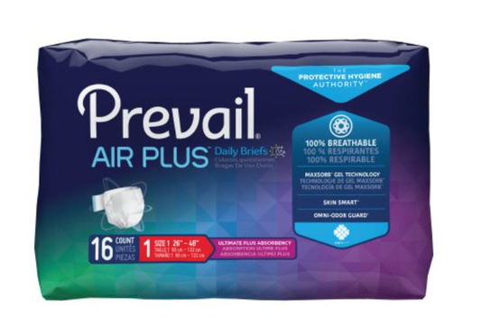 Prevail Air Plus Adult Incontinence Diapers Briefs Ultimate Absorbency, Size 1, 2, 3