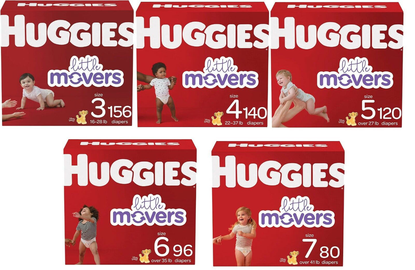 Huggies Little Movers Disposable Baby Diapers, Size 3, 4, 5, 6, 7