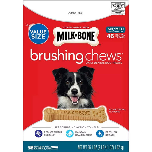 Milk-Bone Brushing Chews Daily Dental Dog Treats Snacks for Oral Care, 46 ct