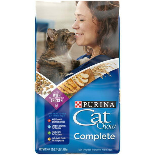 Purina Cat Chow Complete Dry Cat Food With Real Chicken, 3.15 - 20 Lbs