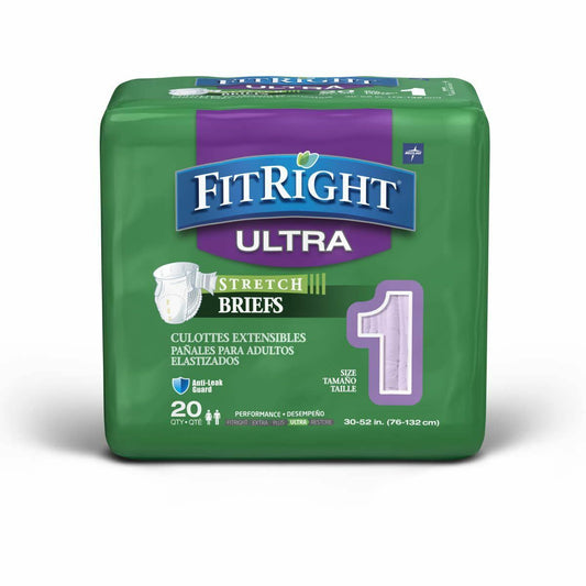 FitRight Ultra Stretch Adult Diapers Incontinence Briefs with Tabs 20 - 80 Ct