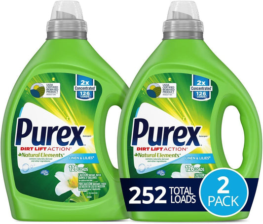 Purex Dirt Lift Action Concentrated HE Liquid Laundry Detergent, 252 Loads