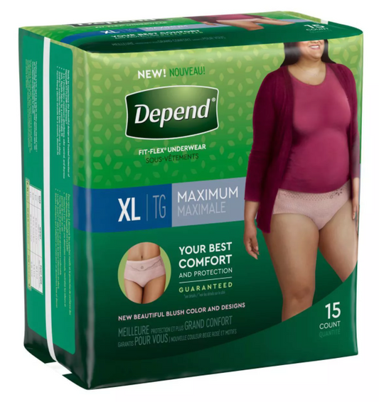 Depend Fit-Flex Underwear for Women XL Maximum Absorbency - 15 Diapers Count
