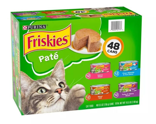 Purina Friskies Wet Cat Food - Classic Pate Variety Pack, 5.5 oz, 48 Cans