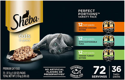Perfect Portions Cuts in Gravy Wet Cat Food Tray Variety Packs, 12-72 Servings