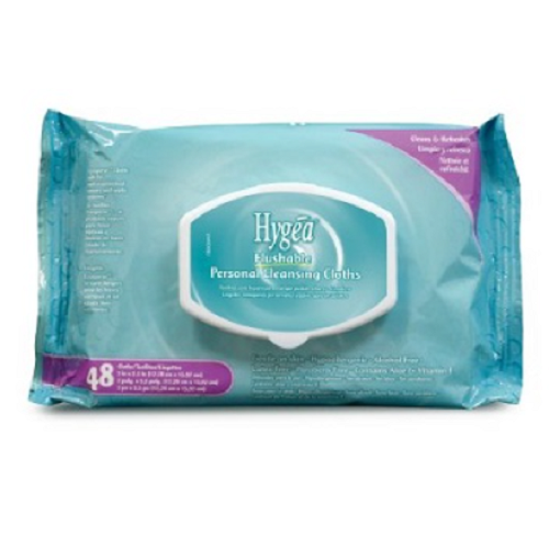 Hygea Flushable Personal Cleansing Washcloths Aloe 576 Wipes (12 Packs of 48) ️