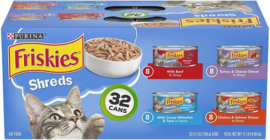 Purina Friskies Shreds In Gravy or Sauce Wet Cat Food - 5.5 oz, 32 or 40 Cans