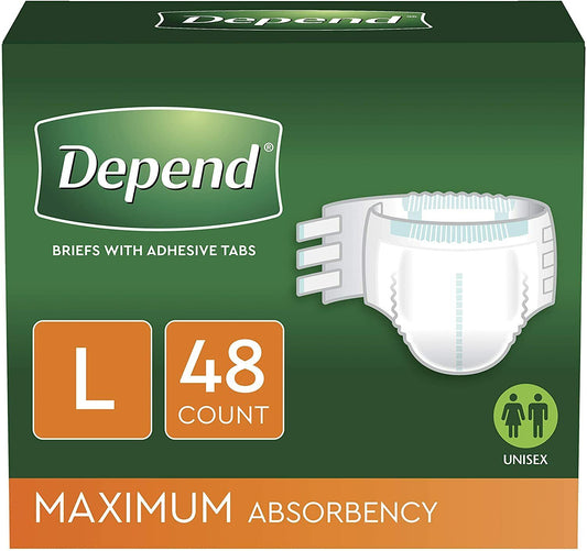 Depend Incontinence Protection Briefs With Tabs Maximum Absorbency, S/M/L ️️️